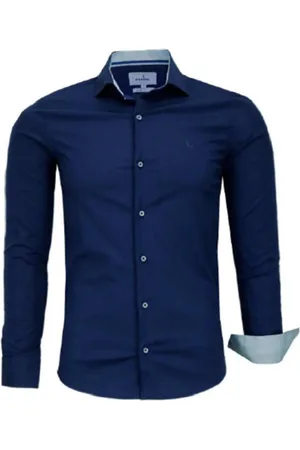 Amil Camisa Social Manga Longa Lisa com Elastano Exclusivo Marinho