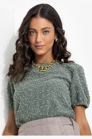 QUINTESS Blusa Feminina Em Malha Tweed Gloss