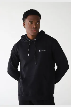 Aleatory Blusa de Moletom Flanelada Fechada Com Capuz Preta