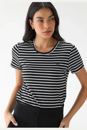 Dudalina Blusa Reta Listrada Preta