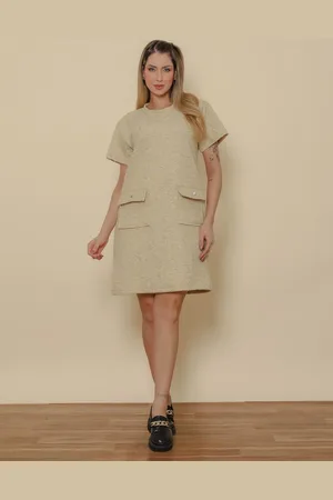 Aura Vestido Tweed Botão