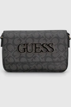 Guess Bolsa Transversal Monograma Alça Ajustável Grafite