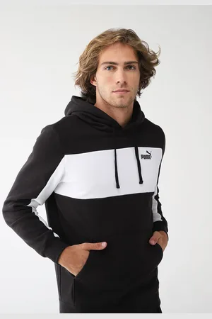 PUMA Blusa de Moletom Flanelada Fechada Com Capuz Essentials Block Preta