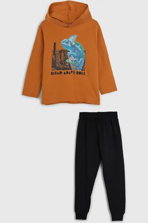 KYLY Infantil - Conjunto 2pçs Manga Longa Blusa Com Capuz E Calça