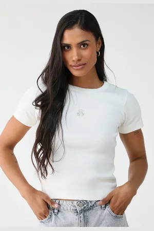 John John Blusa Canelada Ajustada Logo Off-White