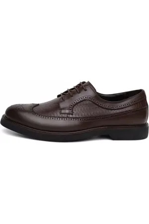 Centuria Calçados Sapato Social Brogue Centuria Croco Couro Café