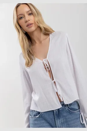 LEZ A LEZ Blusa De Mangas Longas Em Viscose Com Amarrações Frontais