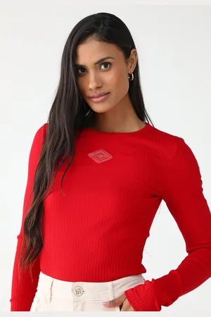 LANCA PERFUME Blusa Canelada Ajustada Logo Vermelha