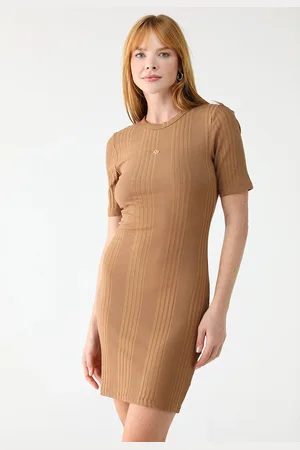 Colcci Vestido Canelado Curto Logo