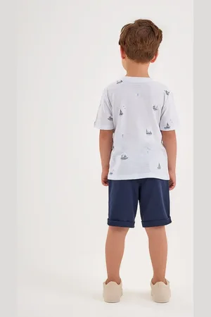 Onda Marinha Infantil - CONJUNTO EM MEIA MALHA FLAME E BERMUDA EM MOLETINHO