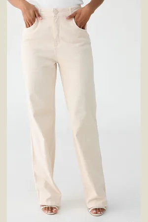 LANCA PERFUME Calça Sarja Wide Leg Pocket Off-White