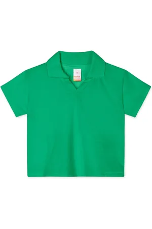 Marisol Infantil - Blusa Polo Cropped Curta Com Aroma Feminina