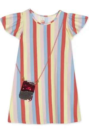 Marisol Infantil - Vestido Listrado Manga Curta Feminino