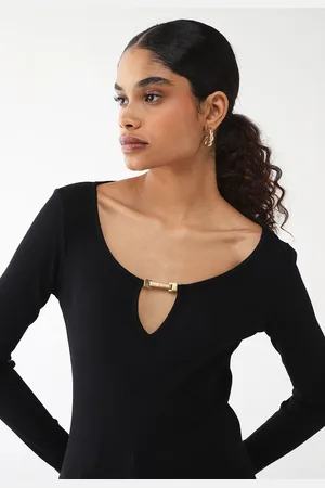 LANCA PERFUME Blusa Canelada Ajustada Aplicação Metalizada Preta