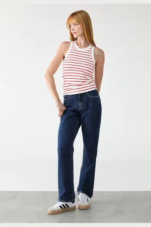 Calvin Klein Regata Ajustada Listras Off-White