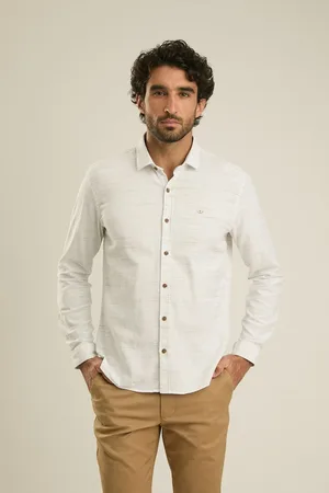 DOCTHOS Camisa Manga Longa Slim Slub Camisa Manga Longa Slim Slub 040 Areia Gg