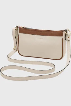 Mariart Bolsa Transversal de Couro Maragogi Off White/Camel