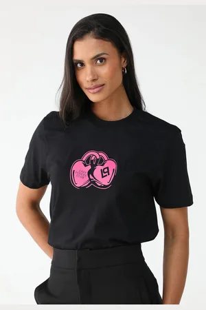 LANCA PERFUME Camiseta Reta Estampada Preta