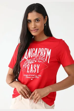 LANCA PERFUME Camiseta Reta New Baby Look Vermelha