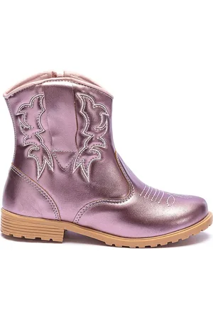 Pequito Infantil - Bota Country Texana Bordada Fashion Metalizada