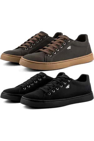 Dhl Calçados Kit Calçados 2 Pares de Tênis Masculino Casual Wear Moderno Sapatênis Confortável Marrom e Preto