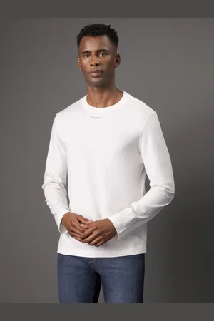 Calvin Klein Camiseta Masculina Manga Longa Nano Logo Calvin Klein - Off White
