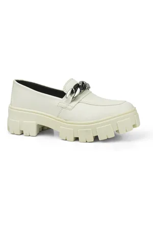 Dhl Calçados Mocassim Feminino Tratorado Casual Confortável Dia a Dia Off White