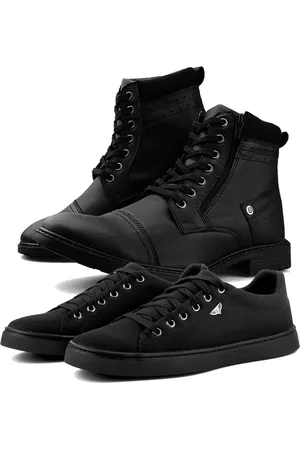 Dhl Calçados Bota Coturno Dhl Perfuros e Sapatênis Casual Masculino Preto