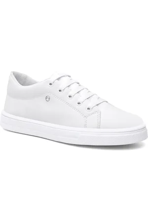 Dhl Calçados Tênis Casual Feminino Recortes Flat Branco