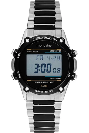 Mondaine Relógio Masculino Cronógrafo Digital Detalhes Preto