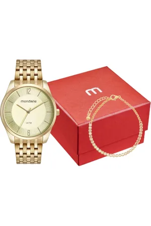 Mondaine Kit Relógio Feminino Com Pulseira de Cristais
