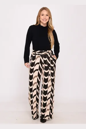 BBonnie Calça Pantalona Cós largo Bolsos Sheila Estampa Preta