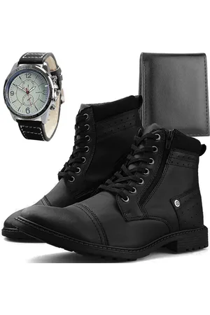 Dhl Calçados Bota Casual Masculina Cano Médio + Relógio + Carteira