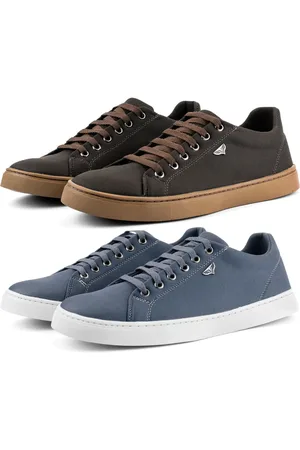 Dhl Calçados Kit Calçados 2 Pares de Tênis Masculino Casual Wear Moderno Sapatênis Confortável Chumbo e Marrom
