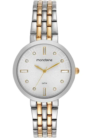 Mondaine Relógio Feminino Bicolor Cristais e Dourado