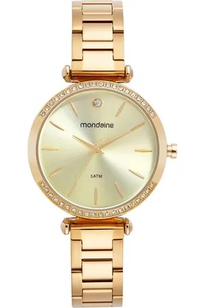 Mondaine Relógio Feminino Cristais Mostrador Bege