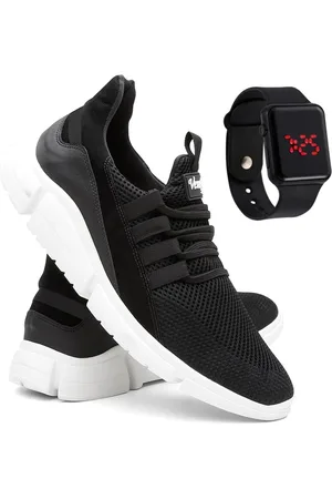 Dhl Calçados Tênis Esportivo Touro Boots Masculino Preto e Branco + Relógio