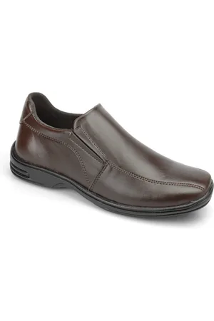 Dhl Calçados Sapato Conforto Social Masculino Calce Fácil Antiestresse Marrom Original DHL