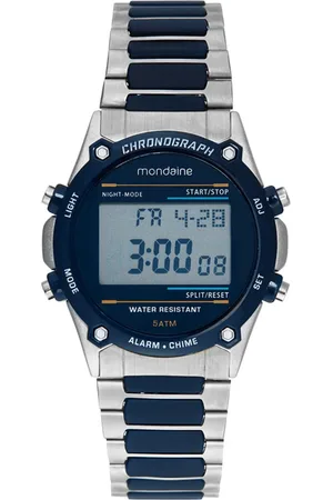 Mondaine Relógio Masculino Cronógrafo Digital Detalhes Azul