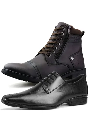 Dizati Kit Bota Casual e Sapato Social Masculino Marrom