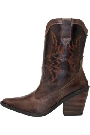 LeRUCHEL Bota Texana Bordada em Couro