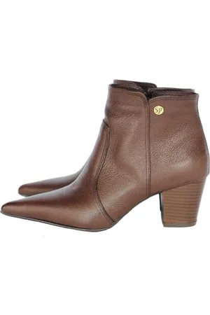 Spinelli Bota Feminina Bico Fino Cano Curto Couro Salto 6 cm