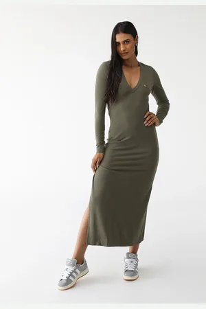 Colcci Vestido Canelado Longo Logo