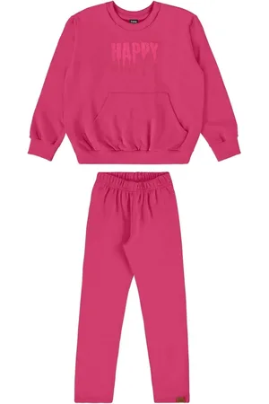 Bee Loop Infantil - Conjunto Menina Blusão e Calça Legging Molecotton Rosa Pink
