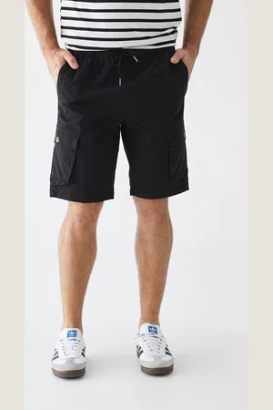 BROKEN RULES Bermuda Sarja Cargo bolsos laterais Preta