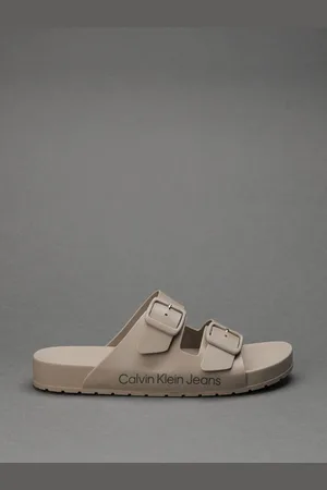 Calvin Klein Chinelo Feminino Slide Duas Fivelas - Caqui Claro