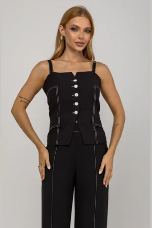 Salvatore Fashion Blusa De Alfaiataria De Alças Com Botões Salvatore