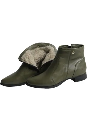 Spinelli Bota Cano Curto Lã Sintética Couro Salto 2 CM Verde