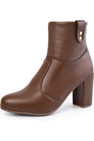Lumiss Bota Feminina Cano Curto Salto Bloco Grosso Confortável Botinha Moda