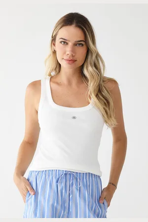 Colcci Regata Canelada Ajustada Logo Off-White